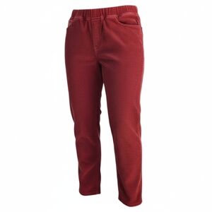 April Cornell Rust Brown Corderoy Pants Women Size Medium Straight Leg Pull On